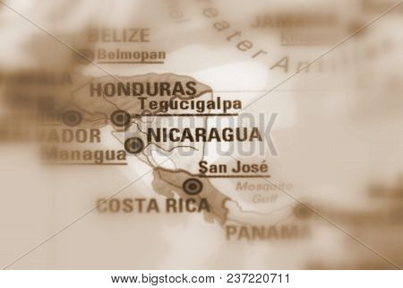 Republiek Nicaragua - Conflict Map (sepia Selective Focus)