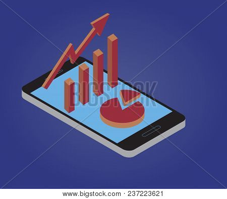 3d Vector Isometric Growth Concept. Abstract Vector Illustration Of Growth Chart. Business Success D