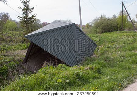 Lies The Fallen Wooden Hut After The Hurricane
