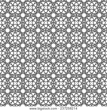 Islamic Geometric Ornament. Arabic Seamless Pattern Isolated On White Background. Ramadan Kareem. Ei