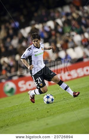 VALENCIA, Spanien - Feb 15 - Banega i UEFA Champions League mellem Valencia C.F. vs Schalke