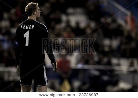 VALENCIA, Spanien - 15. februar - Neuer Schalke 04 Goolkeeper i UEFA Champions League mellem Val