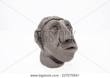 Human Face Made From Play Clay.