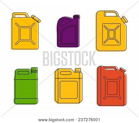 Canister Icon Set. Color Outline Set Of Canister Vector Icons For Web Design Isolated On White Backg