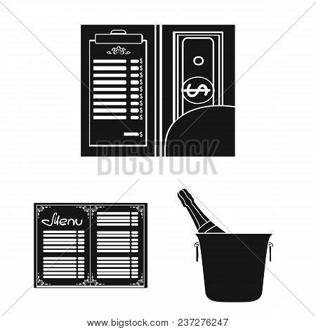 Restaurant And Bar Black Icons In Set Collection For Design. Pleasure, Food And Alcohol Vector Symbo