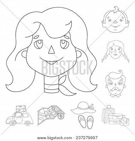 Family Holiday Outline Icons In Set Collection For Design. Recreation And Equipment. Vector Symbol S