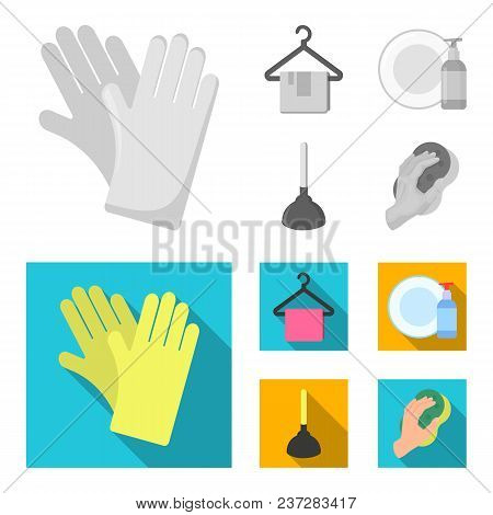 Cleaning And Maid Monochrome, Flat Icons In Set Collection For Design. Equipment For Cleaning Vector