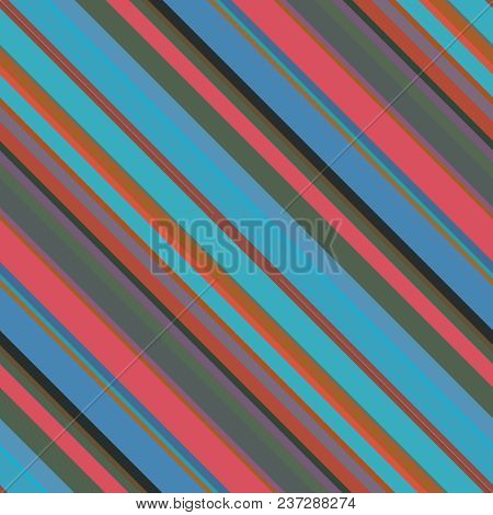 Seamless Abstract Background With Blue, Red Tripes, Vector Illustration