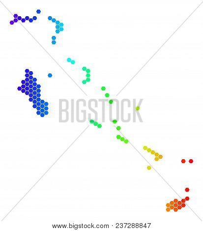Spectrum Hexagonal Bahamas Islands Map. Vector Geographic Map In Bright Colors On A White Background