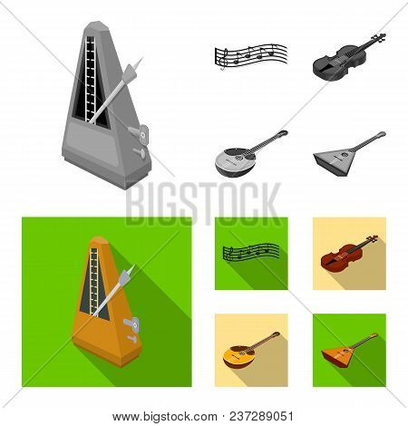 Musical Instrument Monochrome, Flat Icons In Set Collection For Design. String And Wind Instrument I