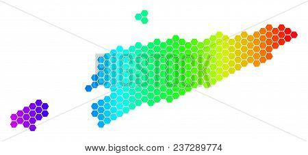 Hexagon Spectrum East Timour Map. Vector Geographic Map In Bright Colors On A White Background. Spec