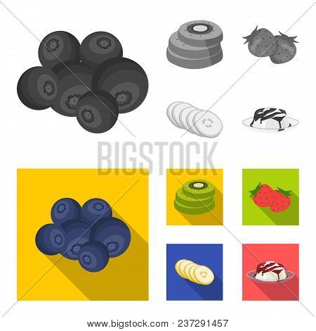 Fruits And Other Food. Food Set Collection Icons In Monochrome, Flat Style Vector Symbol Stock Illus