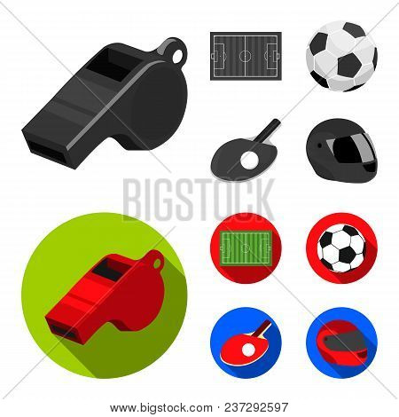 Field, Stadium With Markings For Playing Football, Football Ball, Racket With A Ball For Ping-pong, 