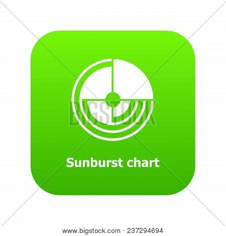 Sunburst Chart Icon Green Vector Isolated On White Background