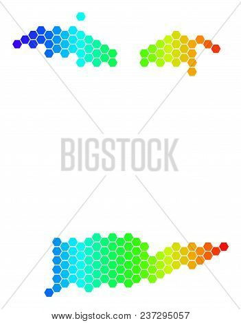 Hexagon Spectrum Usa Virgin Islands Map. Vector Geographic Map In Bright Colors On A White Backgroun