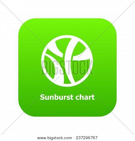 Sunburst Chart Icon Green Vector Isolated On White Background