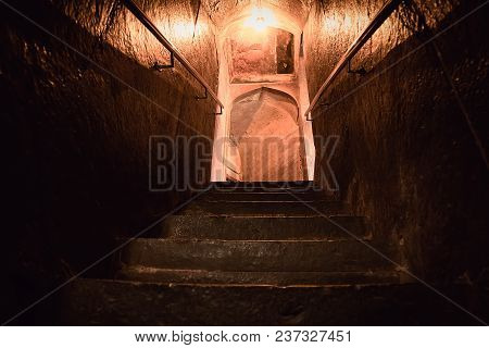 Steps In The Minaret Jama Masjid Mosque In New Delhi, India. Way Up