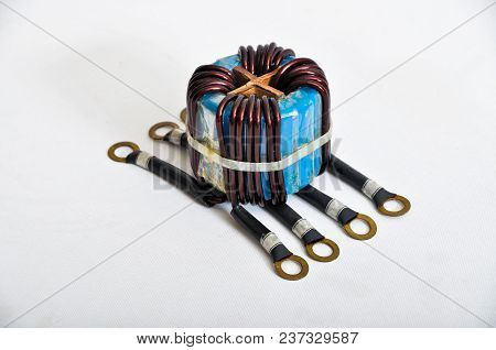 Transformer Copper Coil Isolated On A White Background