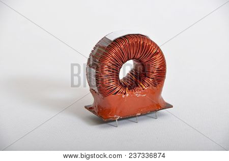 Transformer Copper Coil Isolated On A White Background