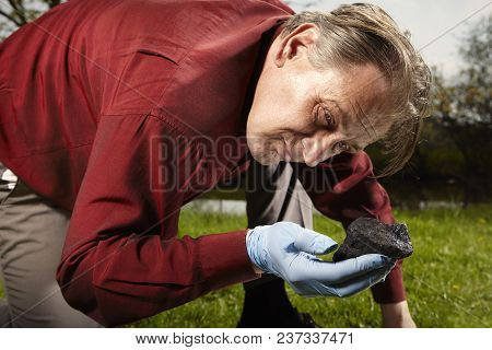 Man Looking For Falling Meteorite Made Happy Find On Spring Meadow