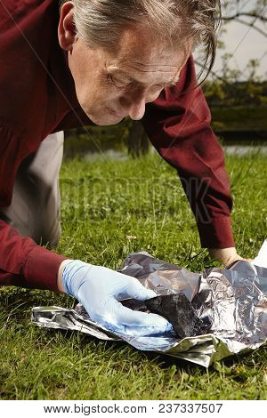 Man Looking For Falling Meteorite Made Happy Find On Spring Meadow