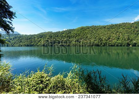 Lago Di Levico (lake Of Levico Terme) In Valsugana, Trentino Alto Adige, Northern Italy, Europe