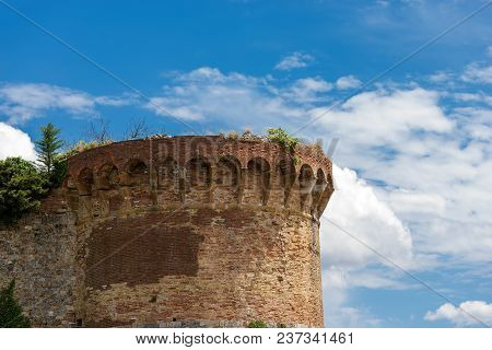 Close Up Of The Bastione San Francesco (bastion Of Saint Francis). Fortified Wall In The City Of San