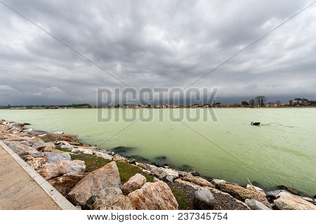 The Magra River (fiume Magra) Near The Village Of Bocca Di Magra, Tuscany And Liguria, Italy, Europe