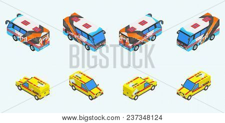 Tourist Transport Car And Buses Isometrics.stock Vector Image Illustration