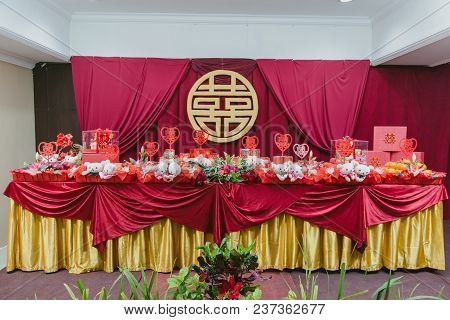 Colorful Themed Engagement Tingjing Stage Decoration Asian With Proposal And Shuang Xi Double Happin