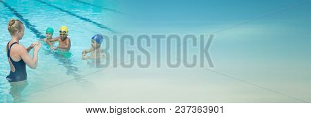 Swimming trainer and children Swimming pool with transition