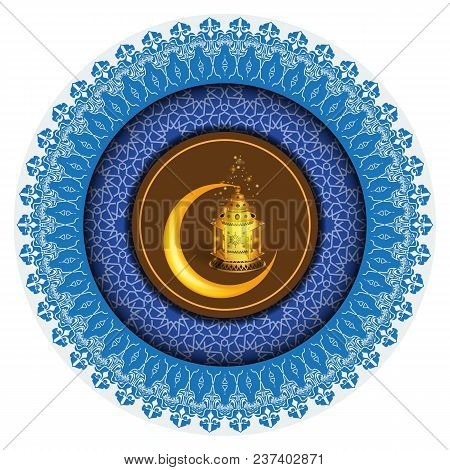 Ramadan Greeting Ornament Pattern Background With Circle Floral Border And Ramadan Kareem Calligraph