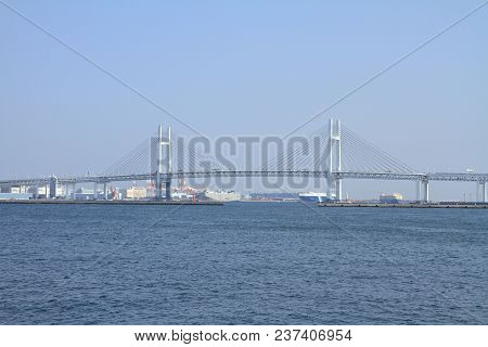 Yokohama Bay Bridge In Kanagawa, Japan (view From Yamashita Park)