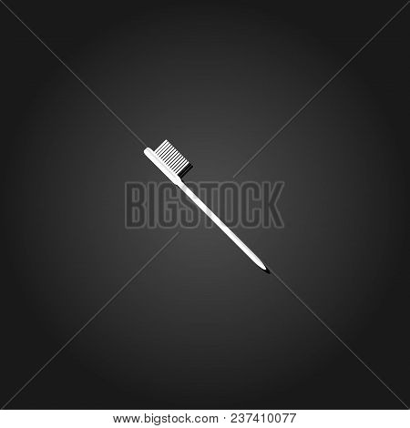 Toothbrush Icon Flat. Simple White Pictogram On Black Background With Shadow. Vector Illustration Sy