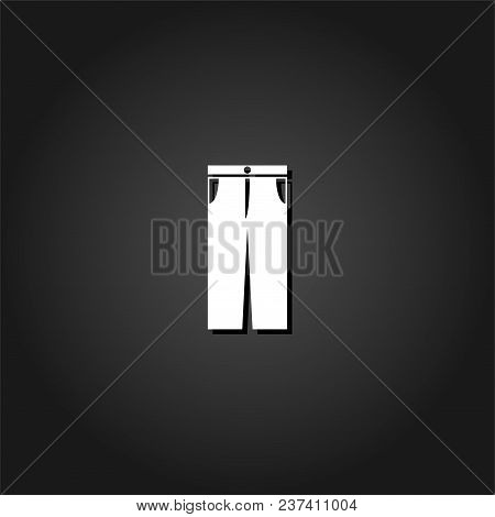Jeans Pants Icon Flat. Simple White Pictogram On Black Background With Shadow. Vector Illustration S