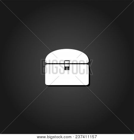 Chest Icon Flat. Simple White Pictogram On Black Background With Shadow. Vector Illustration Symbol