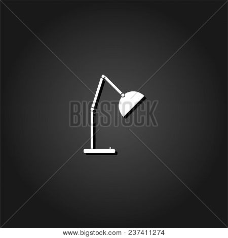 Reading Lamp Icon Flat. Simple White Pictogram On Black Background With Shadow. Vector Illustration 