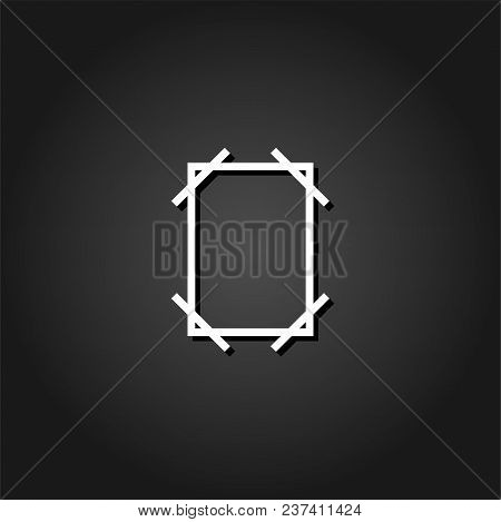 Frame Icon Flat. Simple White Pictogram On Black Background With Shadow. Vector Illustration Symbol