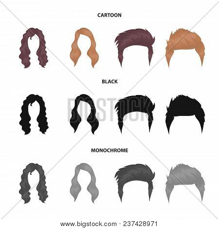 Mustache And Beard, Hairstyles Cartoon, Black, Monochrome Icons In Set Collection For Design. Stylis