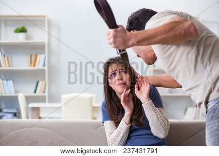 Desparate wife with aggressive husband in domestic violence conc