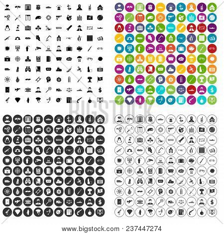 100 Antiterrorism Icons Set Vector In 4 Variant For Any Web Design Isolated On White