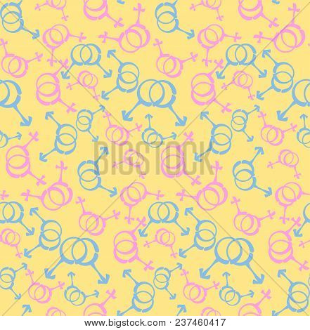 Gender And Sexual Orientation Icon Set. Seamless Vector Pattern. Lgbt Colors. Abstract Geometric Str