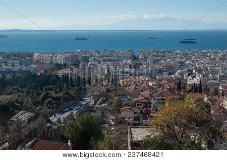 Aerial View Of Thessaloniki, Greece. Thessaloniki Is The Second Largest City In Greece And The Capit