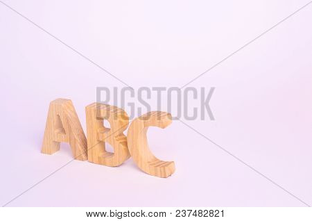 Red apple and letters ABC on a white background. The concept of primary education. school, college, university, educational institution. Alphabet.