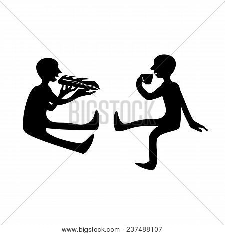 Vector Image Of Silhouettes Of Two Eating People