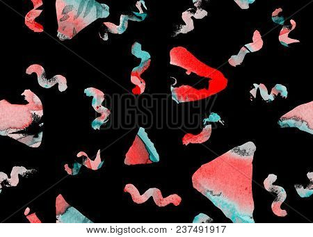 Triangle Pattern. Black, Blue And Green Geometry Background. Halftone Hister Texture. Geometric Grap