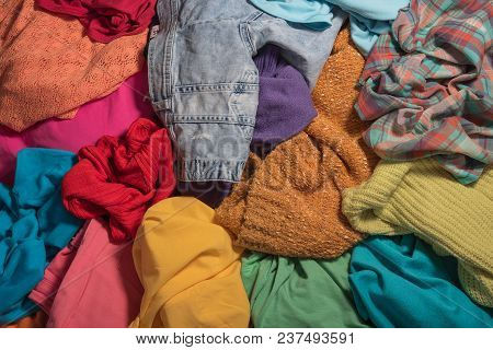 Pile Of Carelessly Scattered Clothes.