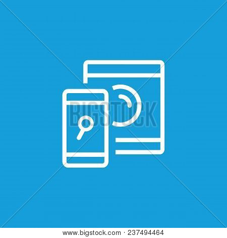 Icon Of Synchronizing Devices. Gadget, Convenience, Magnifying Glass, Washing Machine. Searching Con