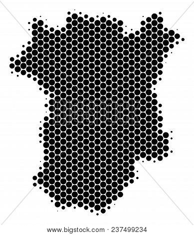 Halftone Circle Chechnya Map. Vector Geographical Map On A White Background. Vector Concept Of Chech