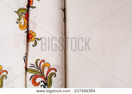 Fabrics With Russian Patterns Are Exactly Next To The Empty Space